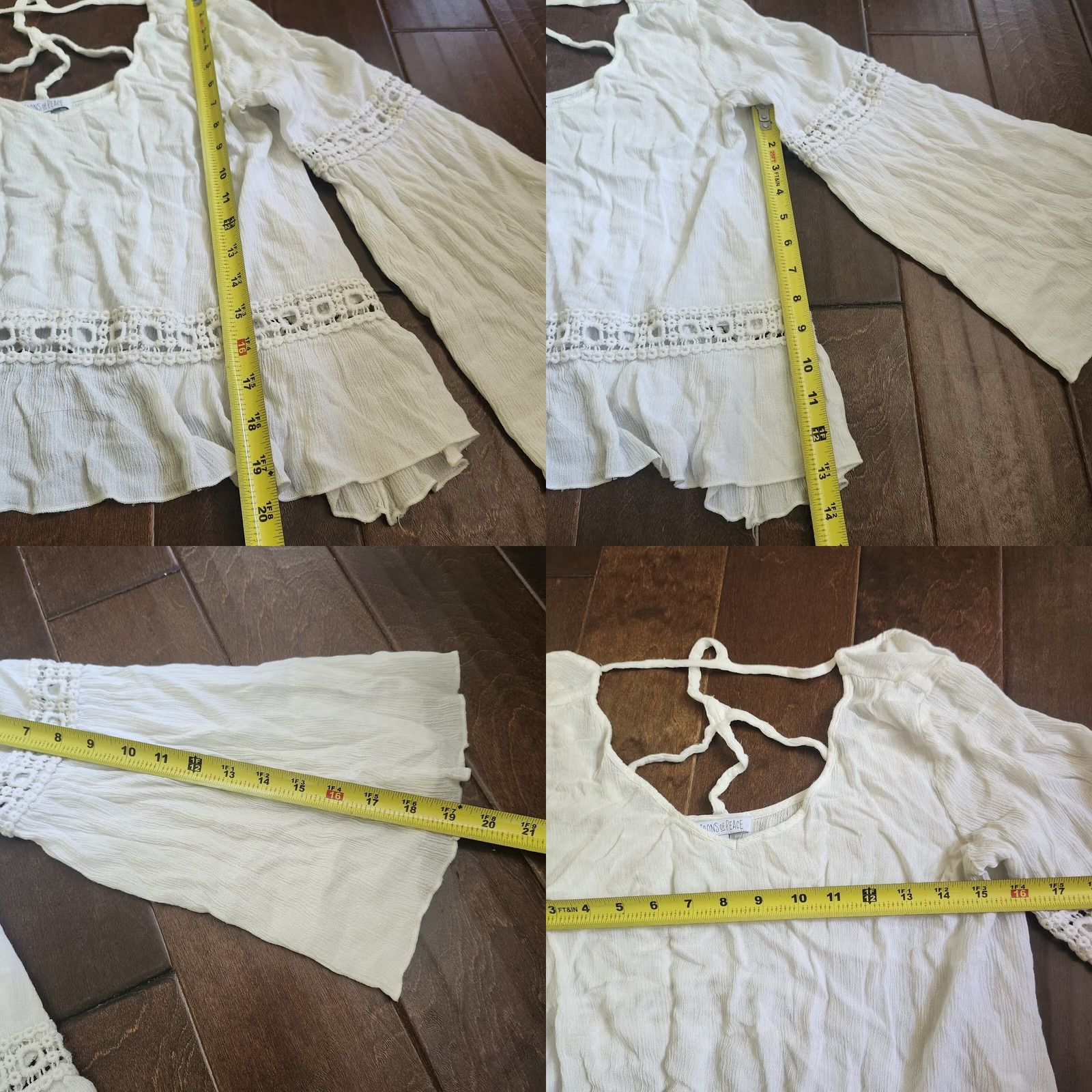 Vintage Patrons Of Peace Blouse Shirt Juniors M White Rayon Pullover Casual Travel Party/Cocktail Spring Summer Fall Womens Girls? Size M / US 6-8 / IT 42-44 - 8 Thumbnail