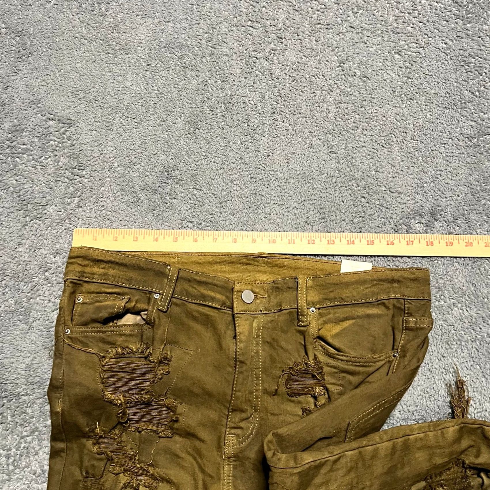 MNML MNML Jeans Mens Skinny Distressed Brown Stretch Stacked Pants 33 Size US 33 - 6 Thumbnail