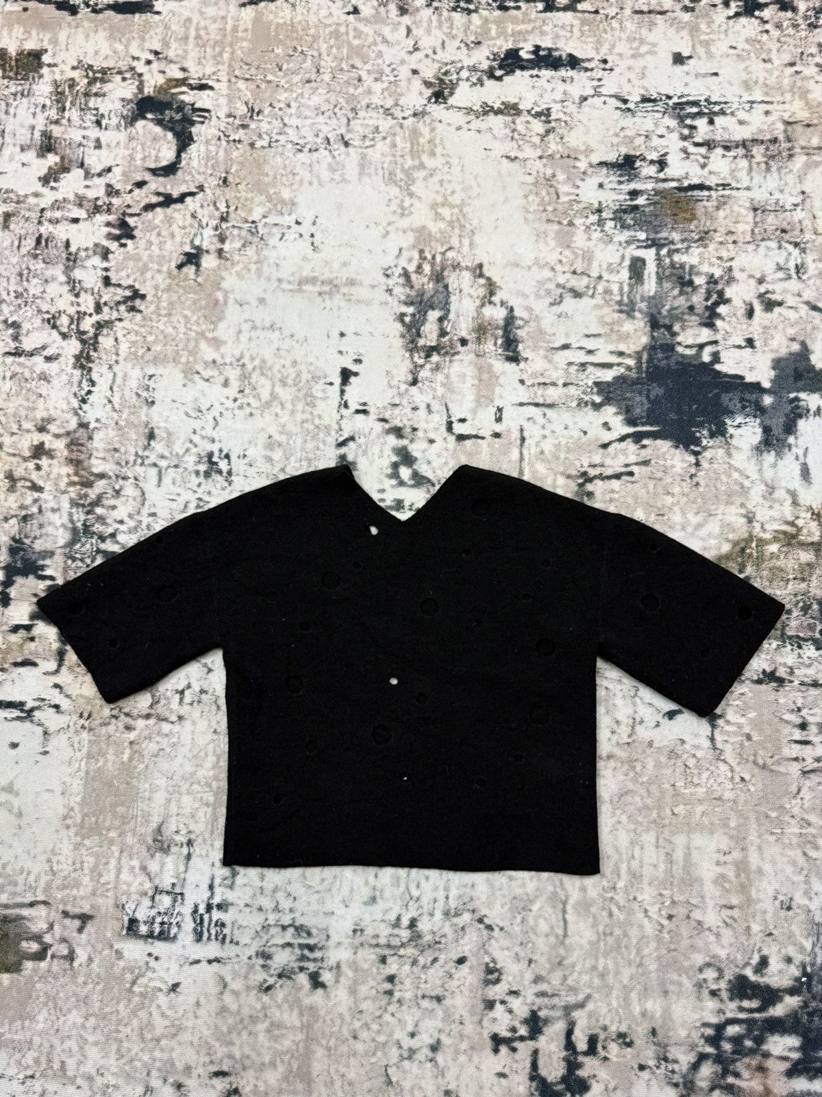 Armani Exchange × Designer Armani Exchange Destroy Dot Wool Cropped Open Colar Sweater Size M / US 6-8 / IT 42-44 - 6 Thumbnail