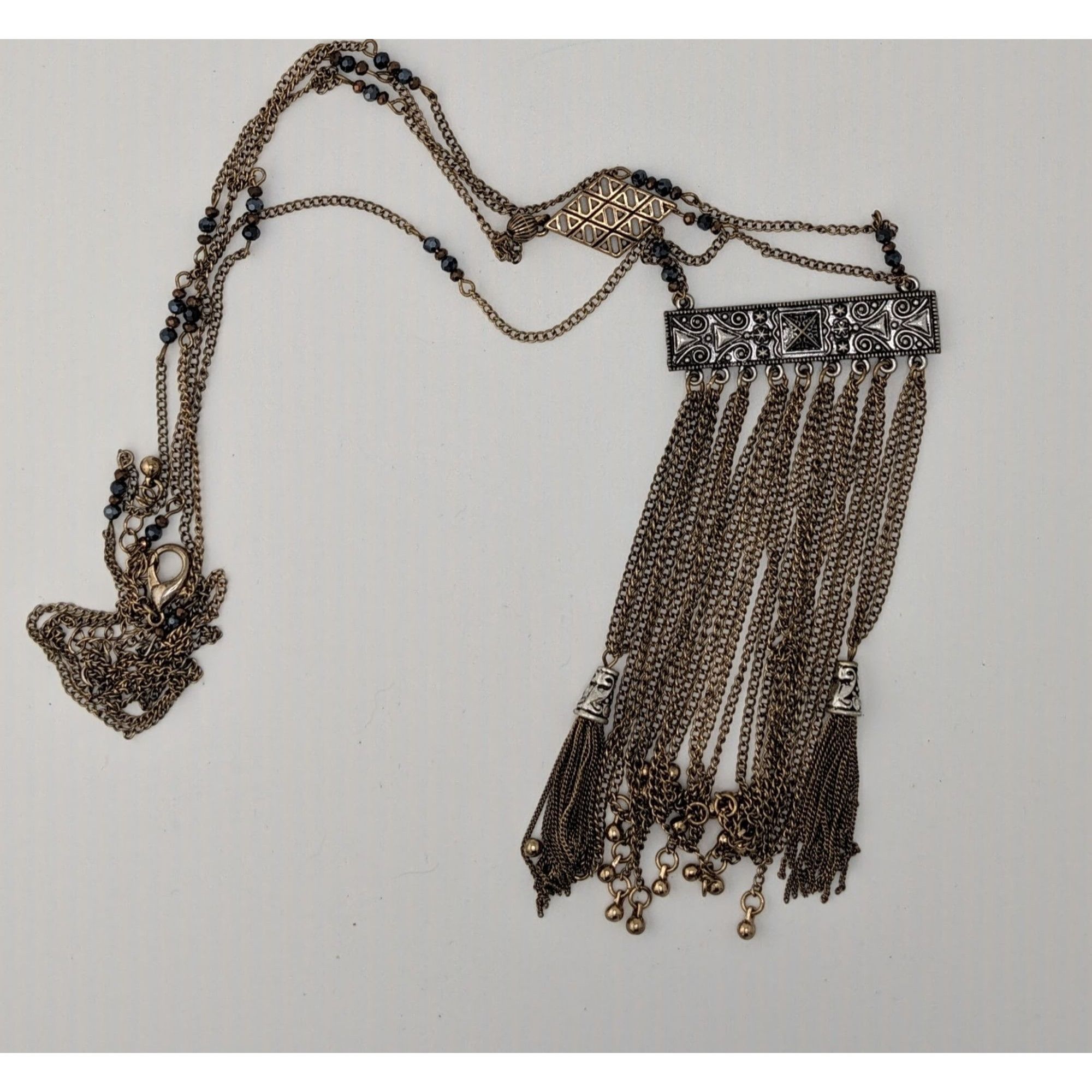 Other Vintage Bohemian Long Fringe Necklace With Intricate Metalwo Size ONE SIZE - 6 Thumbnail
