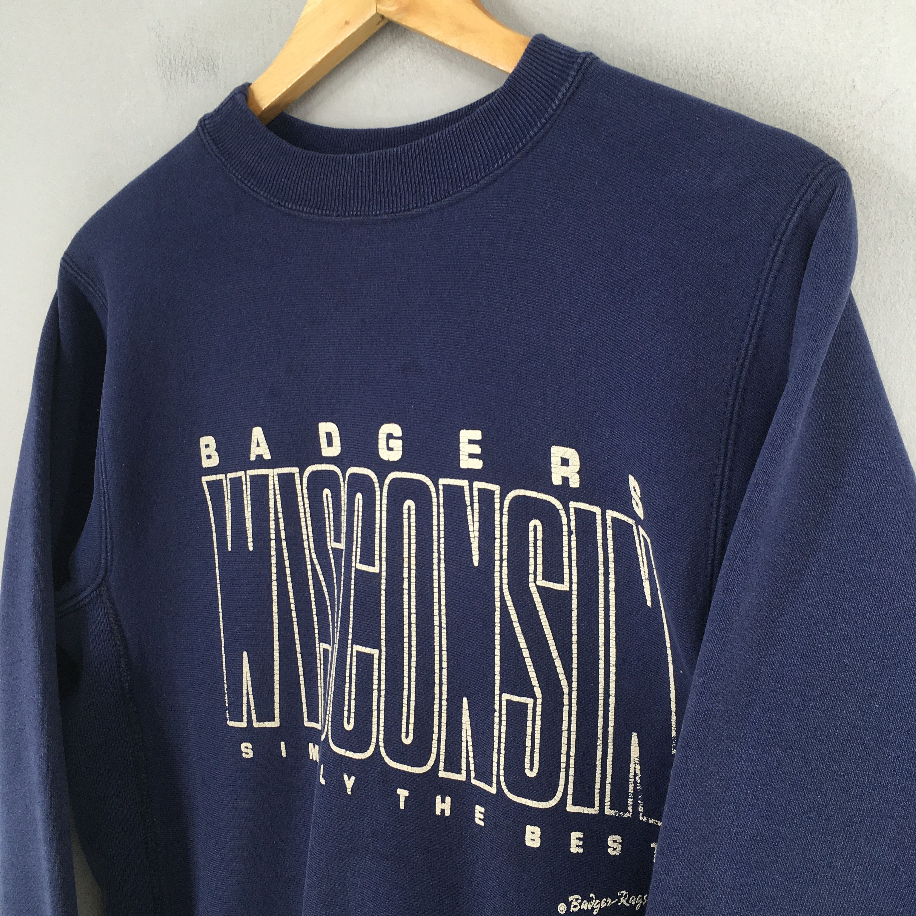 NCAA × Vintage Vintage 90s Wisconsin Badgers Ncaa Sweatshirt Medium Size US M / EU 48-50 / 2 - 3 Thumbnail