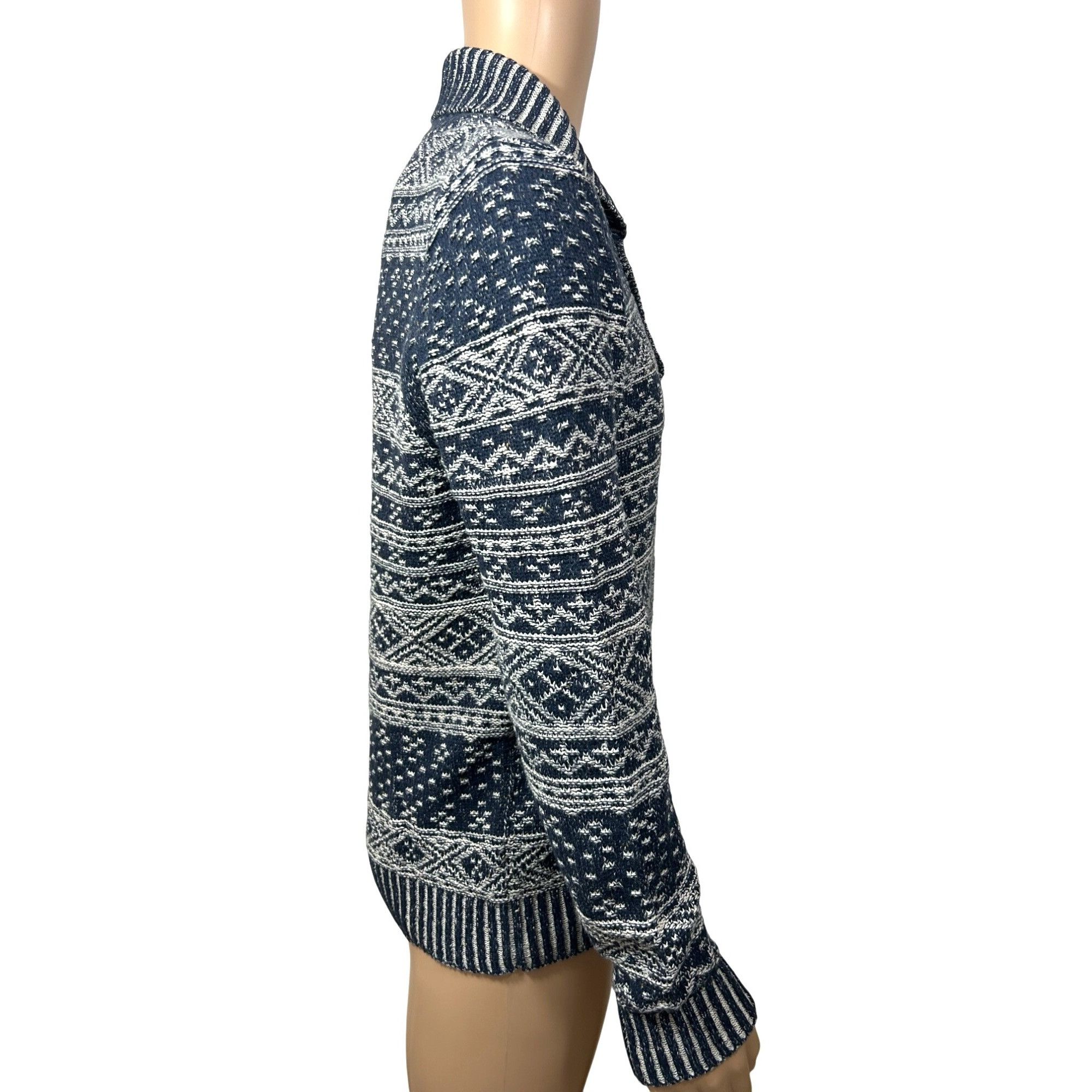 JCPenney JC Penny Mens Vtg Fair Isle Blue White Sweater M Long Sleeve Size US M / EU 48-50 / 2 - 5 Thumbnail