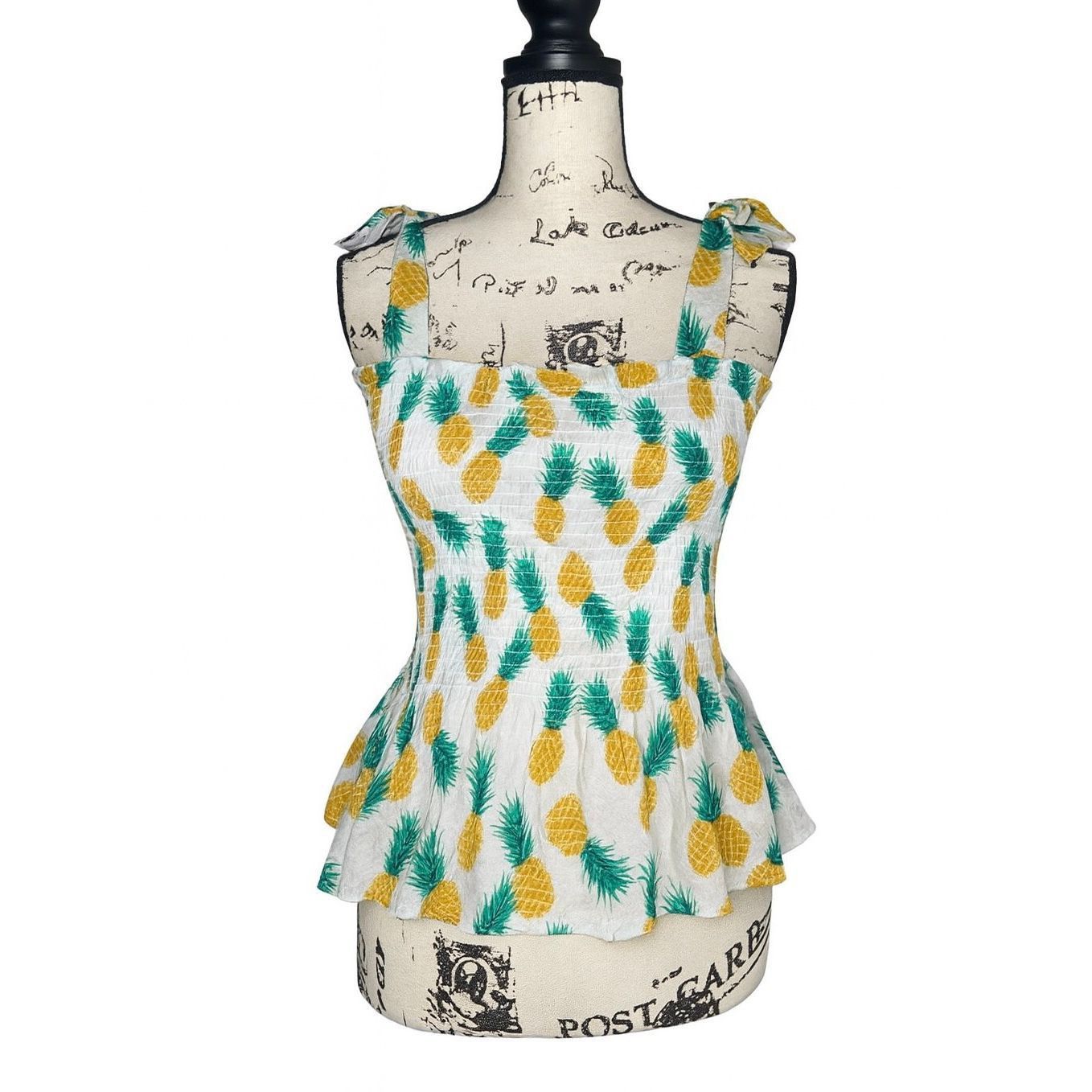 J.Crew J.Crew Smocked Pineapple Print Tie Strap Tank Top Size M Cot Size M / US 6-8 / IT 42-44 - 1 Thumbnail