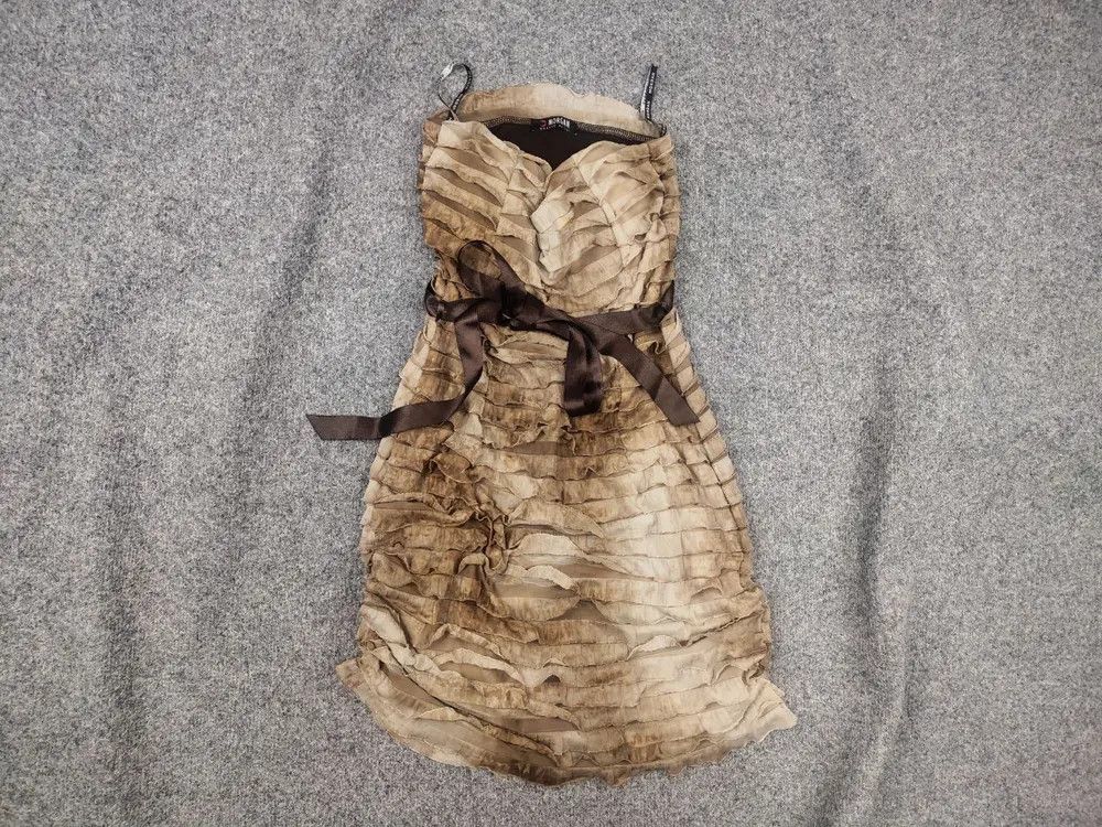 Morgan De Toi Vintage Y2K Morgan de toi strapless Mini dress ruffles brown Size S / US 4 / IT 40 - 1 Thumbnail