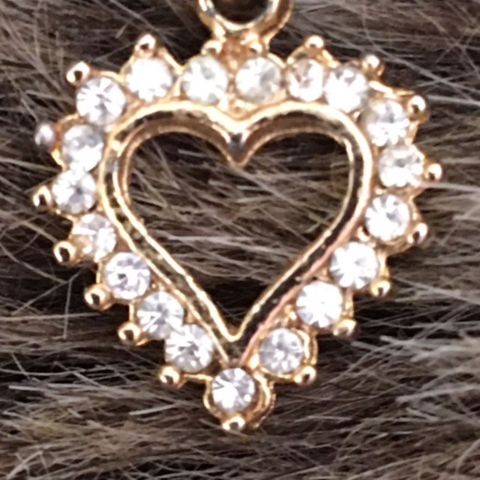 Vintage Vintage 70s gold tone rhinestone heart necklace Size ONE SIZE - 2 Thumbnail