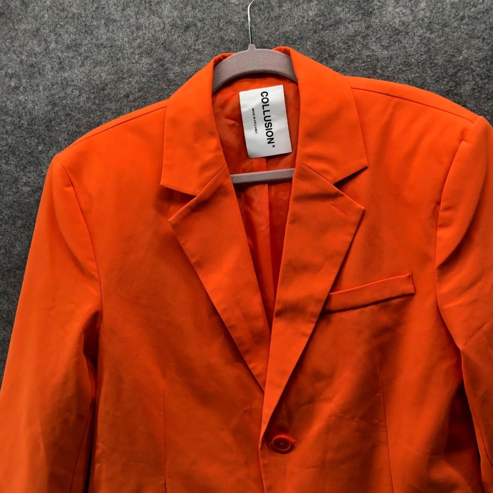 Asos VINTAGE Asos Collusion Oversized Blazer Womens 0 Orange Boyfriend Lightweight One Button Size XS / US 0-2 / IT 36-38 - 3 Thumbnail