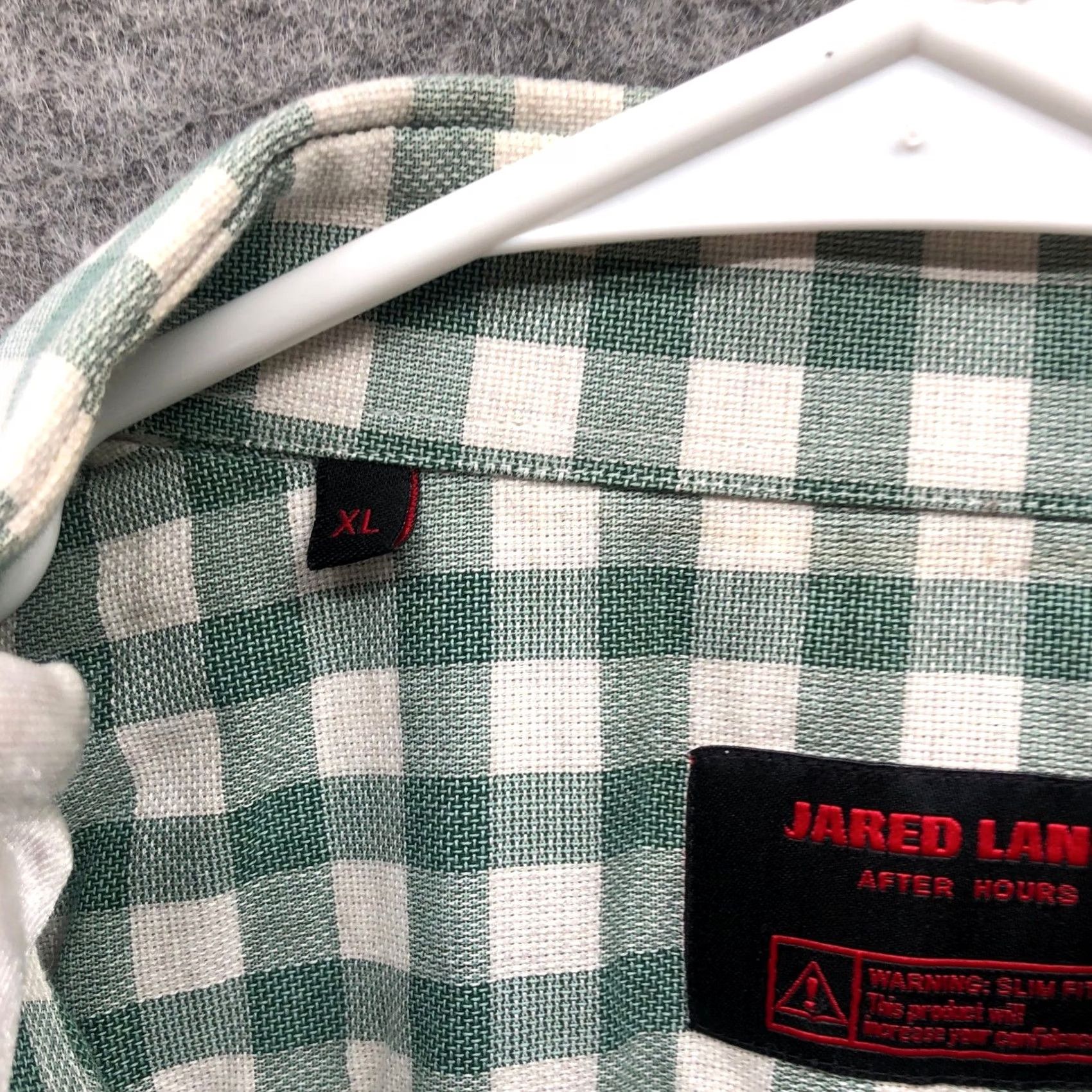Jared Lang Jared Lang Slub Cotton Shirt Mens XL Green White Check Long Sleeve Breathable Size US XL / EU 56 / 4 - 6 Thumbnail