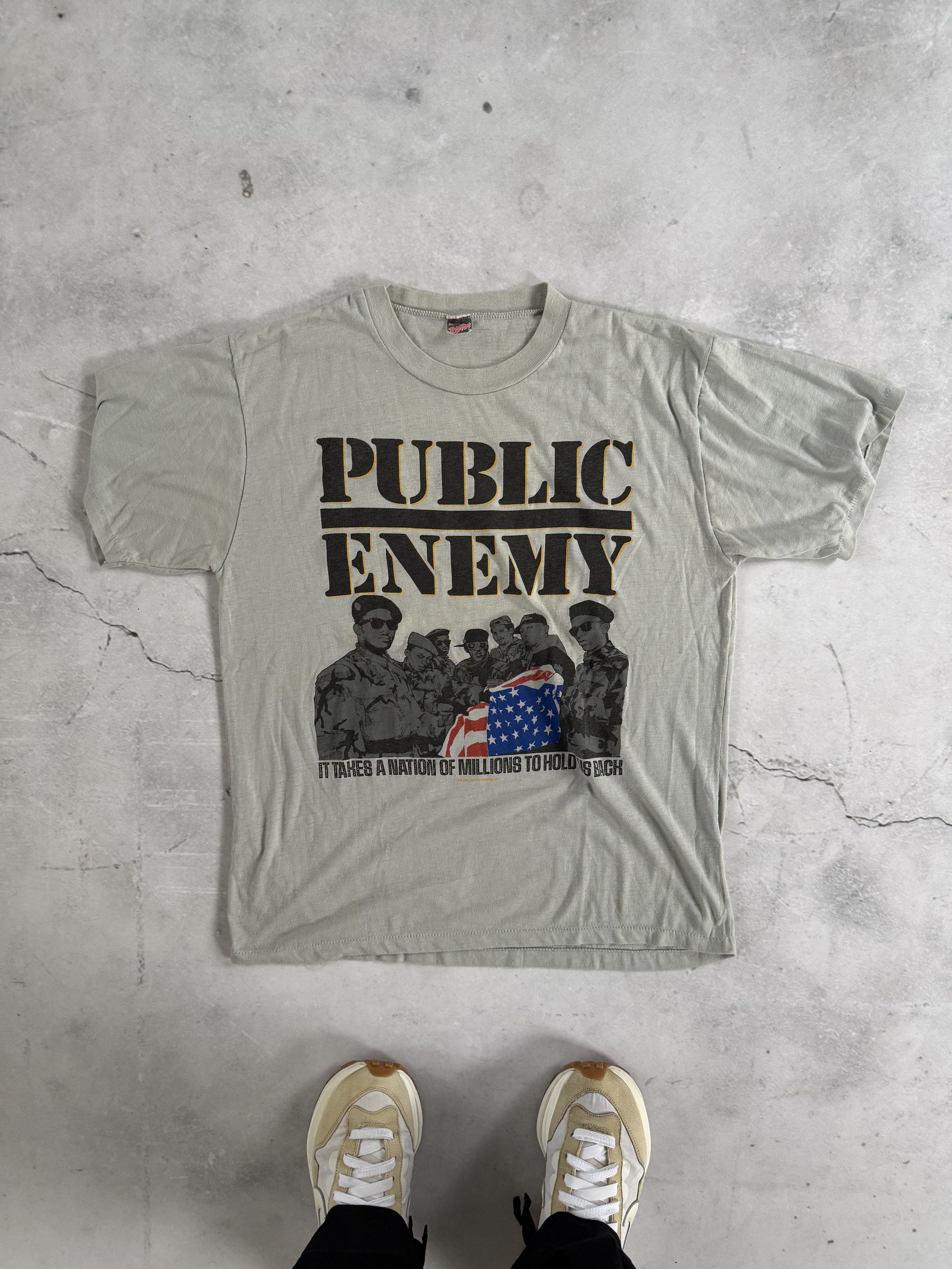 Vintage 1984 Public Enemy Toptee Tag Single Stitch Shirt Size US XL / EU 56 / 4 - 1 Thumbnail