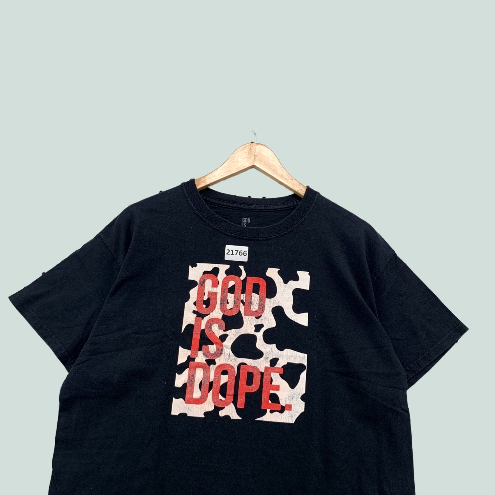 Vintage God Is Dope Shirt Black Adult Medium TEE 21.5x28 Crew Neck Short Sleeve Unisex Shirts Womens Mens Size US M / EU 48-50 / 2 - 1 Thumbnail