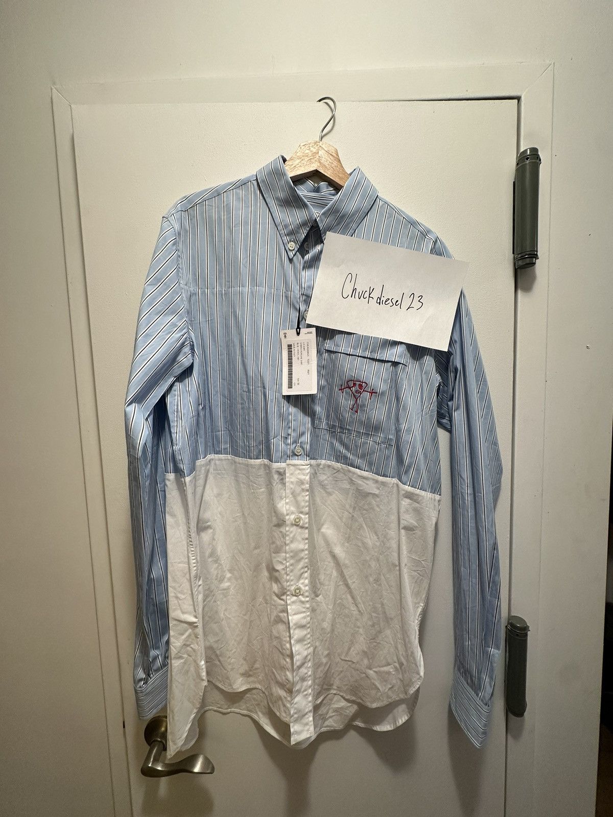 Plan C Plan C Colorblocked Robot Embroidery Striped Shirt Size US M / EU 48-50 / 2 - 2 Thumbnail
