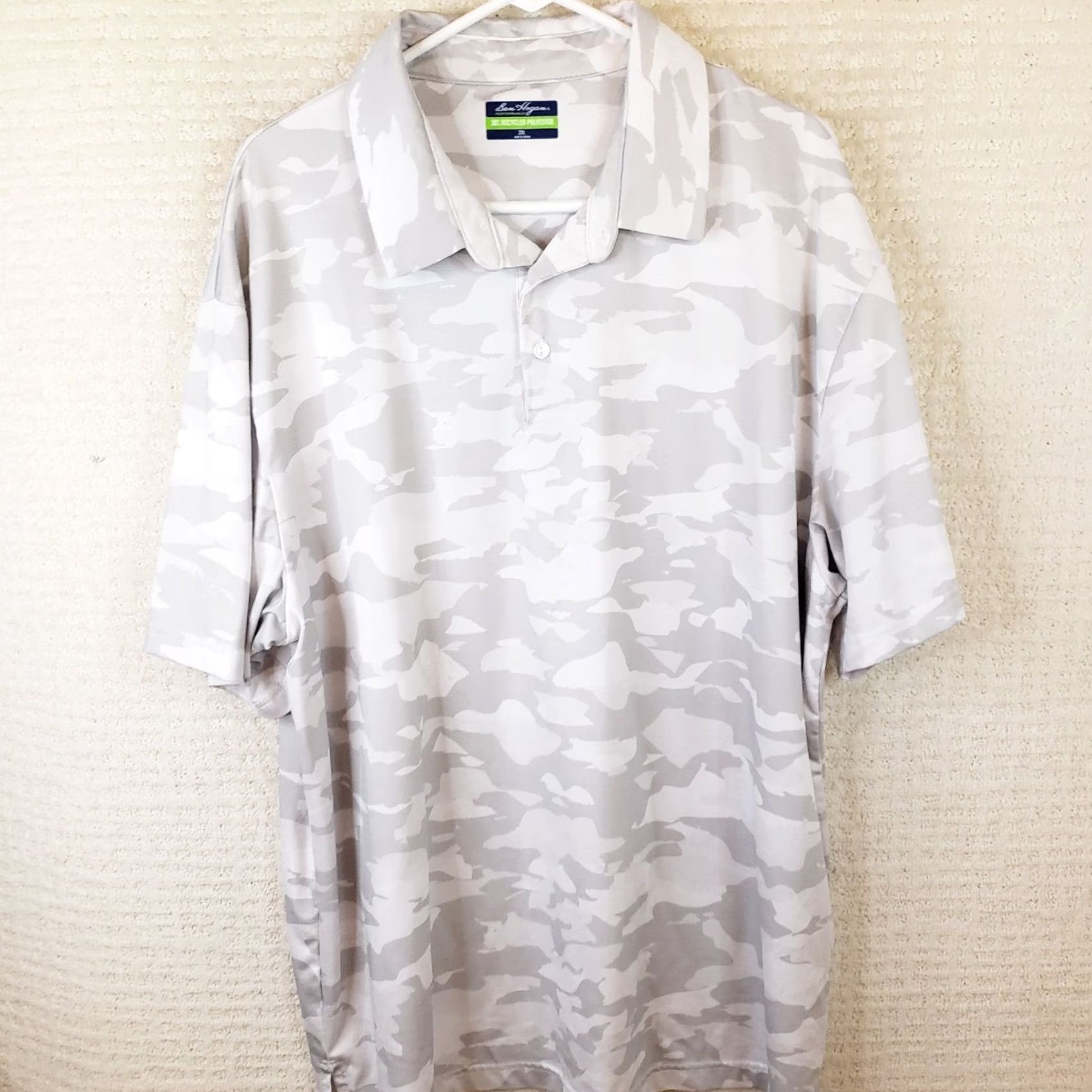Hogan VINTAGE Ben Hogan White Gray Camo Performance Golf Polo Shirt Mens 2XL Stretch Size US XXL / EU 58 / 5 - 2 Thumbnail