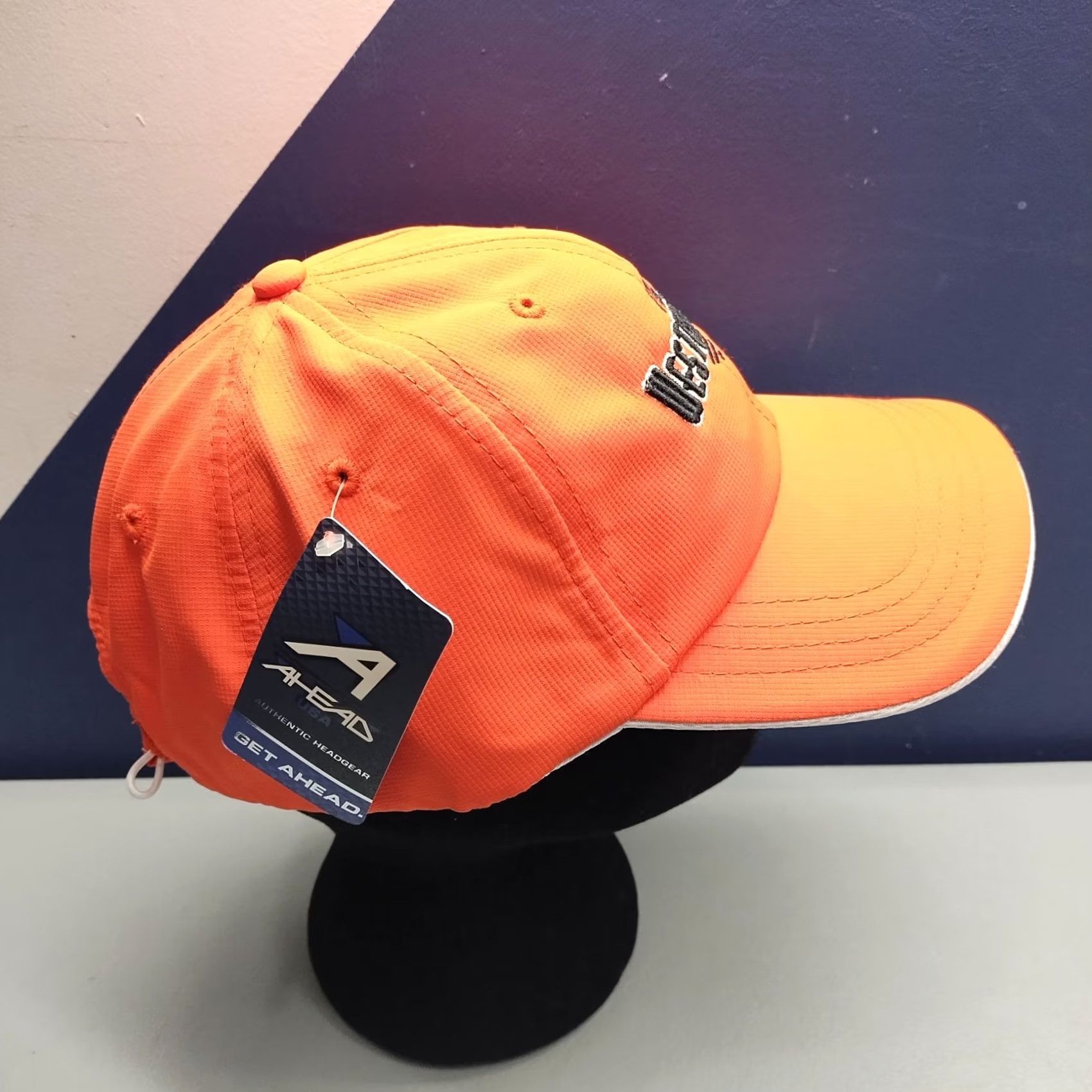 Vintage Ahead Baseball Cap Mens Size Adjustable Orange White Hook & Loop Size ONE SIZE - 3 Thumbnail