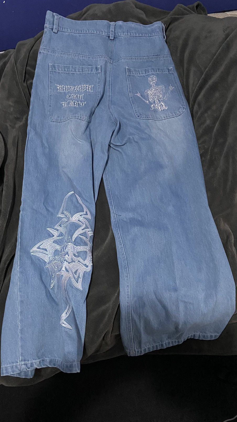 image of Designer Hcw Y2K Denim Pants in Blue, Men's (Size 40)