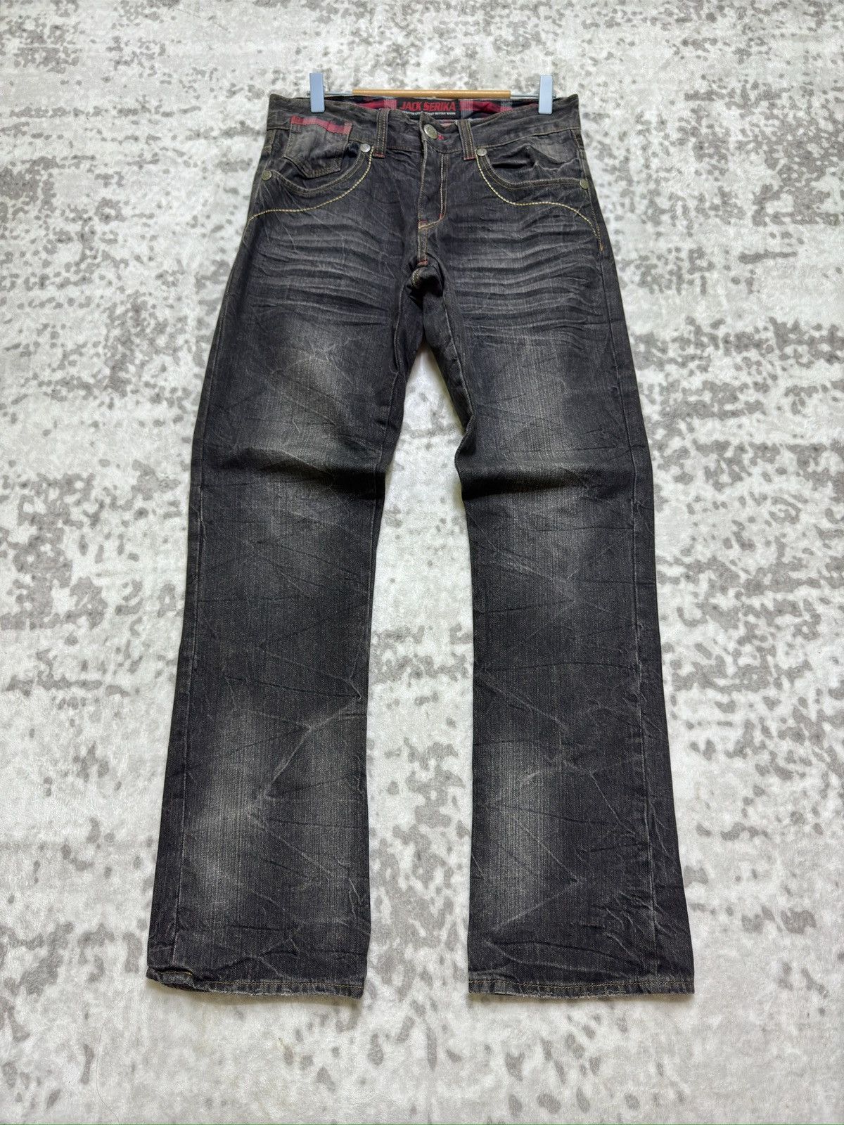 Hysteric Glamour Jack Serika Punk Whisker Faded Black Denim Jeans Patch Logo Size US 31 - 2 Thumbnail