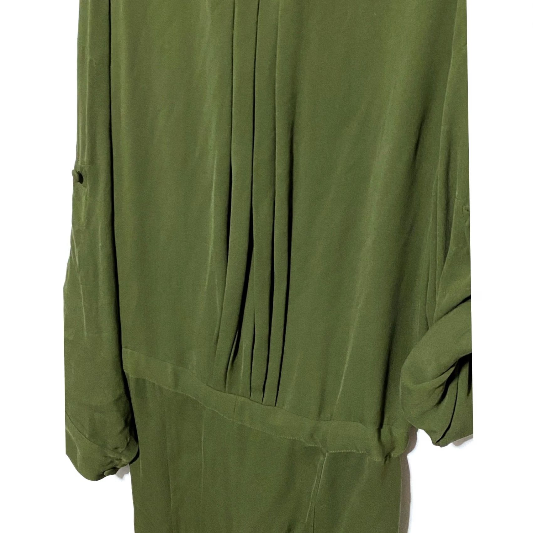 Zac Posen Z Spoke by Zac Posen Green Silk Button Utility Shirt Dress 0 Roll Tab Sleeve Knee Length Gold Zip Slim Casual Workwear Travel Women 0 XS? Size XS / US 0-2 / IT 36-38 - 5 Thumbnail