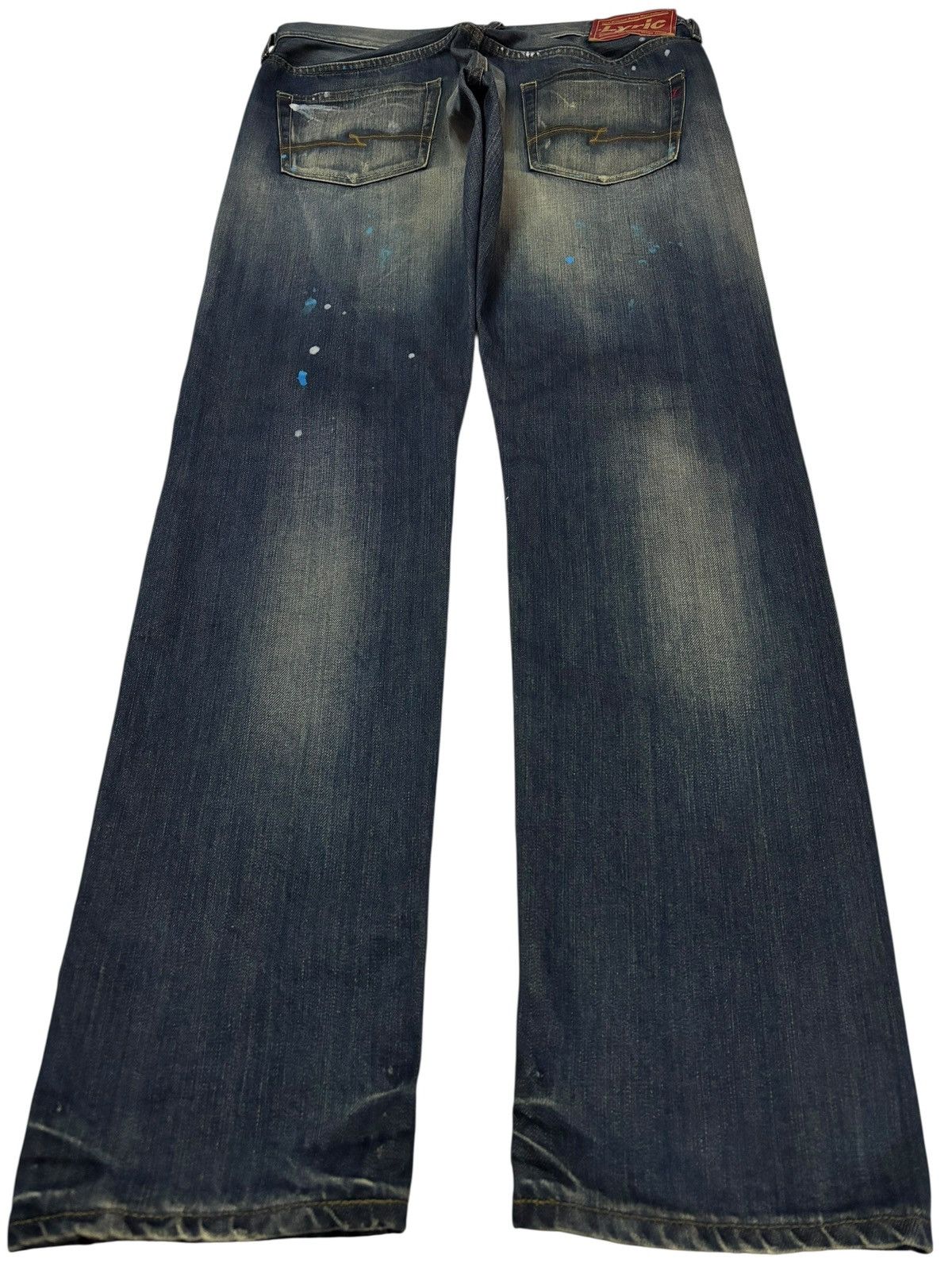 Japanese Brand Vtg Lyrics Japan Grunge Paint Splash Distressed Jeans Size US 33 - 2 Thumbnail