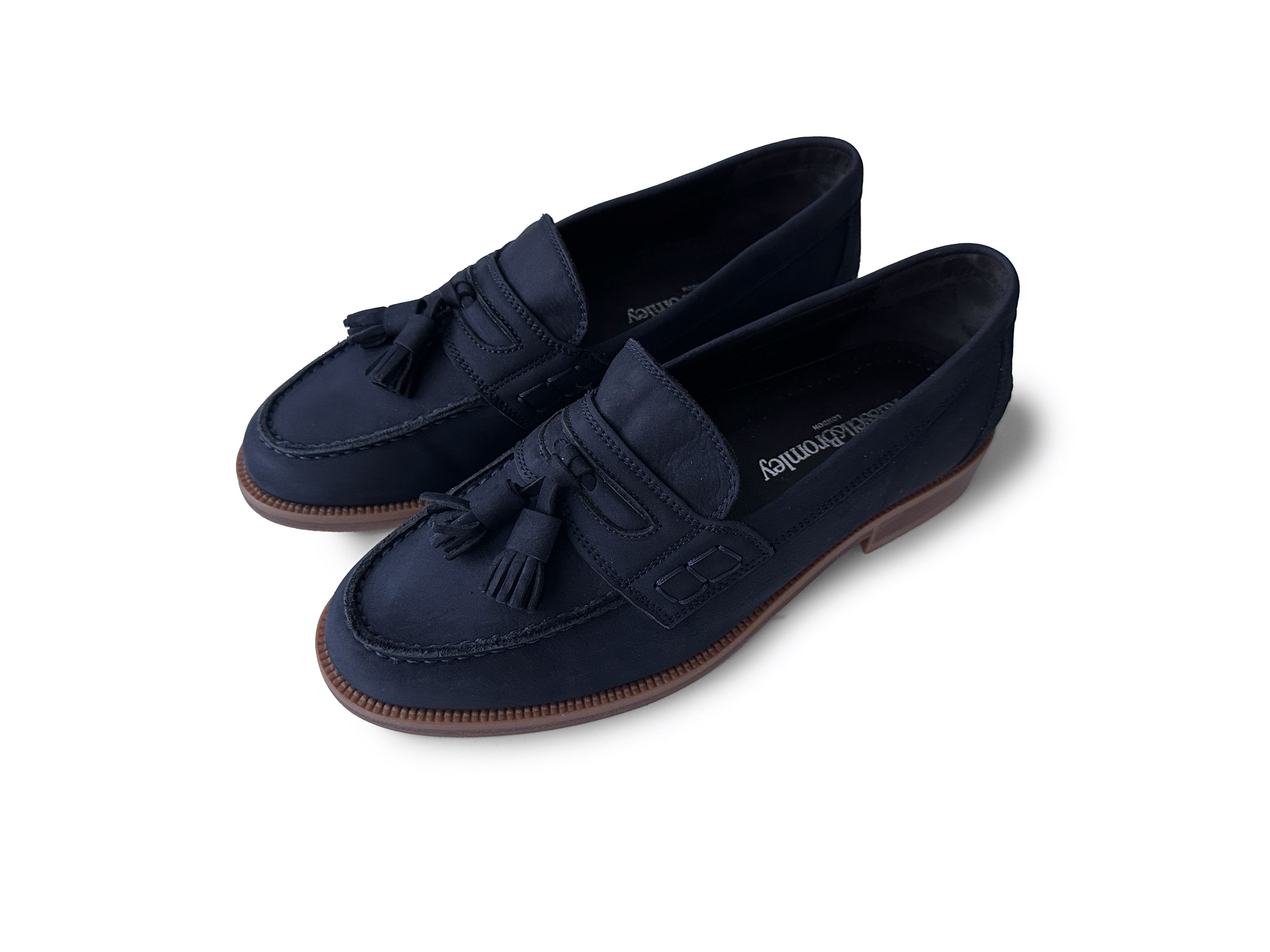 Russell & Bromley navy nubuck tassel loafers