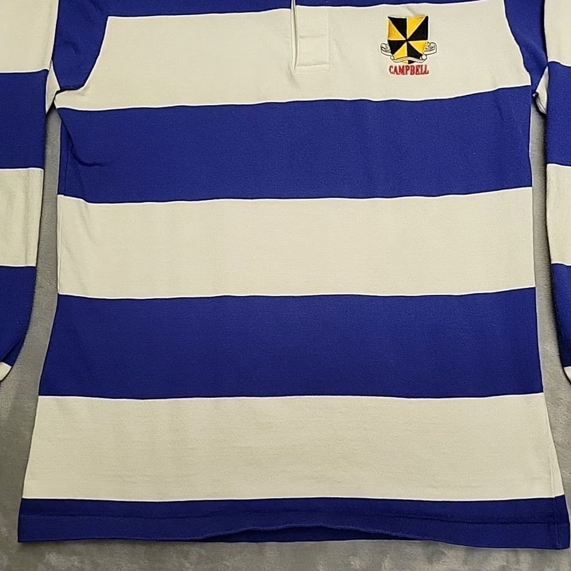 Vintage VTG Rugby Shirt Men L Blue White Stripe Campbell Crest Heavy Weather Made in USA Size US L / EU 52-54 / 3 - 2 Thumbnail