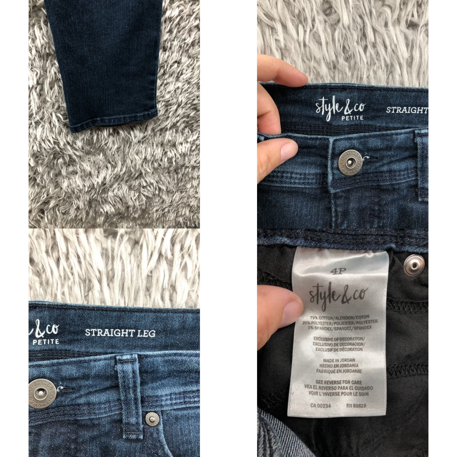 Vintage STYLE & CO Jeans Size 4P Petite Womens Mid Rise Dark Wash Blue Denim Shirt? Size 27" / US 4 / IT 40 - 8 Thumbnail