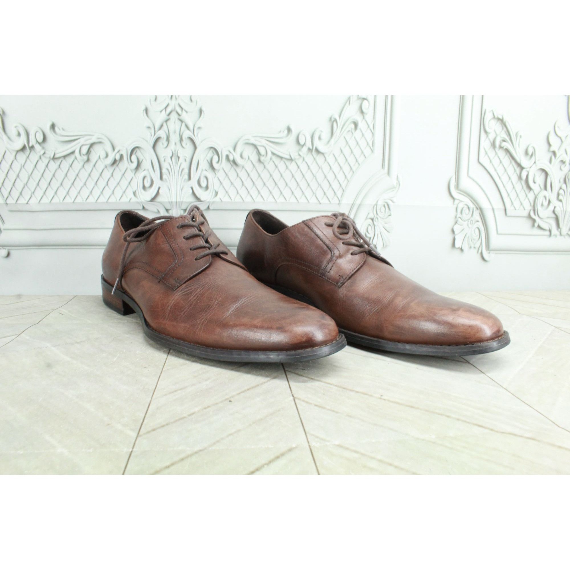 Other Black Brown 1826 Men's Brown Leather Plain Toe Oxford Derby Size US 9 / EU 42 - 3 Thumbnail