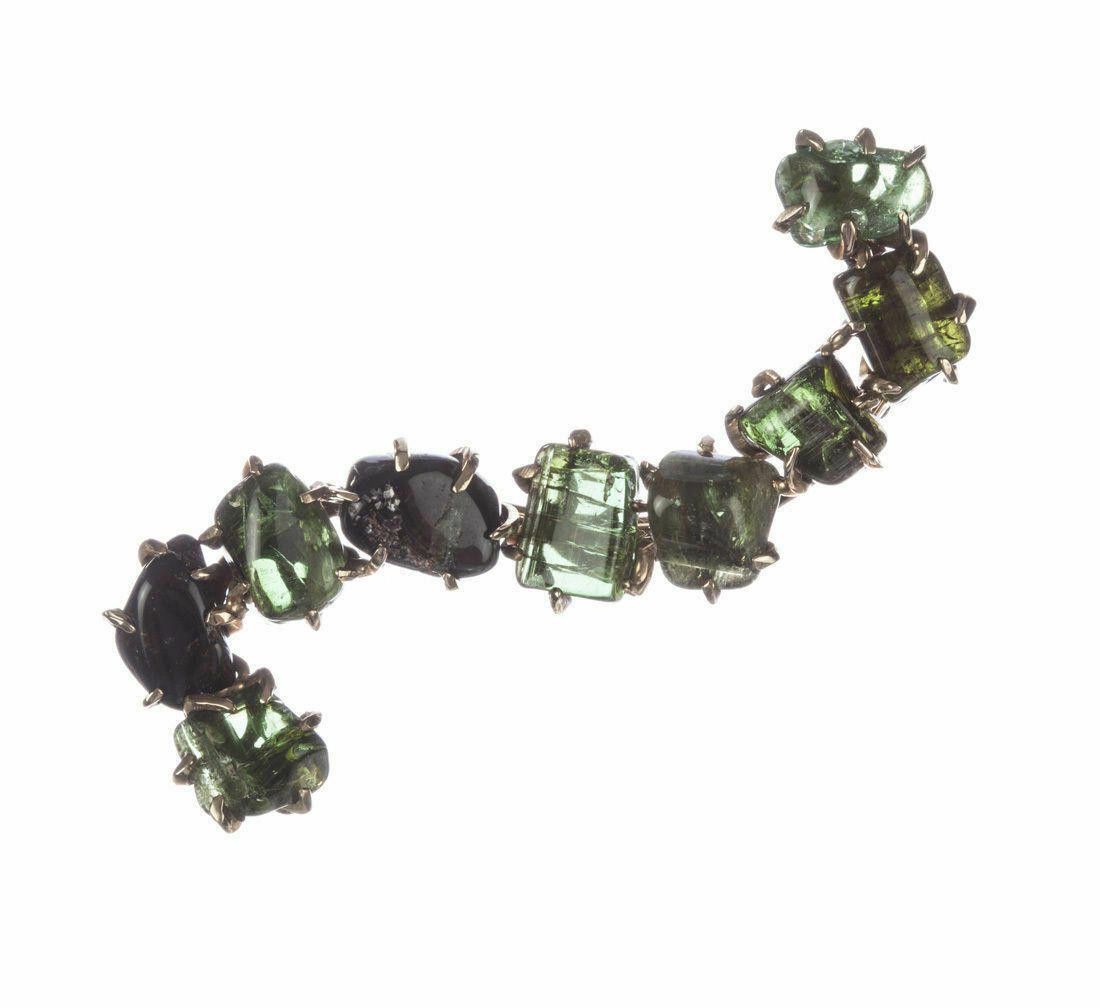 Designer 9 kt Gold Plated Green Tourmaline Pin Size ONE SIZE - 1 Thumbnail