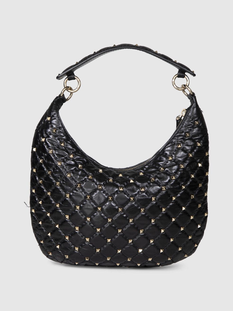 Valentino Black Leather Small Rockstud Spike Hobo Bag Size ONE SIZE - 1 Thumbnail