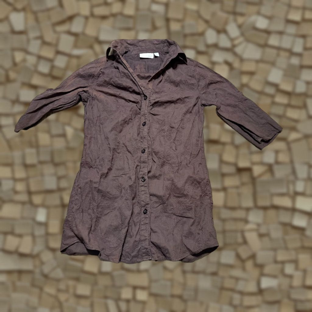 Croft & Barrow Croft & Barrow Shirt Women’s Size Small Brown 3/4 Sleeve Button Up Shirt, Solid, Casual, Pockets, Regular Fit, Button Size S / US 4 / IT 40 - 1 Thumbnail