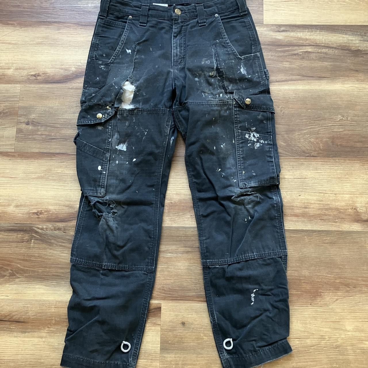 パンツ CARHARTT 90s Black Painter Pants Vintage Carhartt Carpenter Pants Black 30 X 31 Workwear