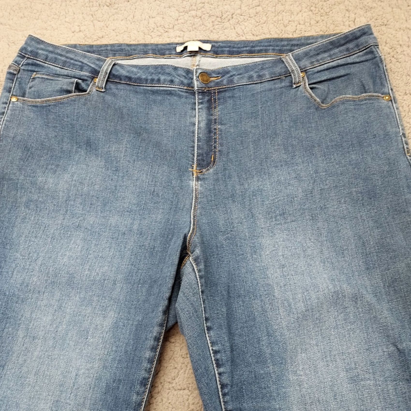 Vintage VINTAGE? Woman Within Jeans Women’s Plus Size 22W Bootcut Med Wash 43x28 Size 40" / US 18 - 6 Thumbnail