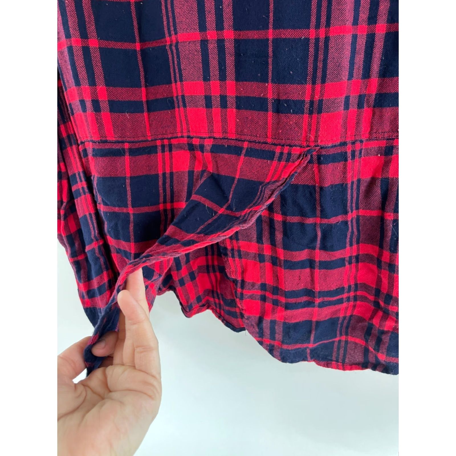 Lucky Brand Lucky Brand Shirt Women's S Red Navy Blue Plaid Button-Up Pocket Split Back Size S / US 4 / IT 40 - 4 Thumbnail