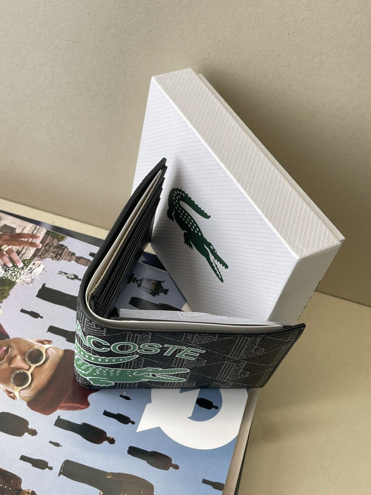 Lacoste (new+tag) Lacoste men bifold wallet monogram black Size ONE SIZE - 11 Thumbnail