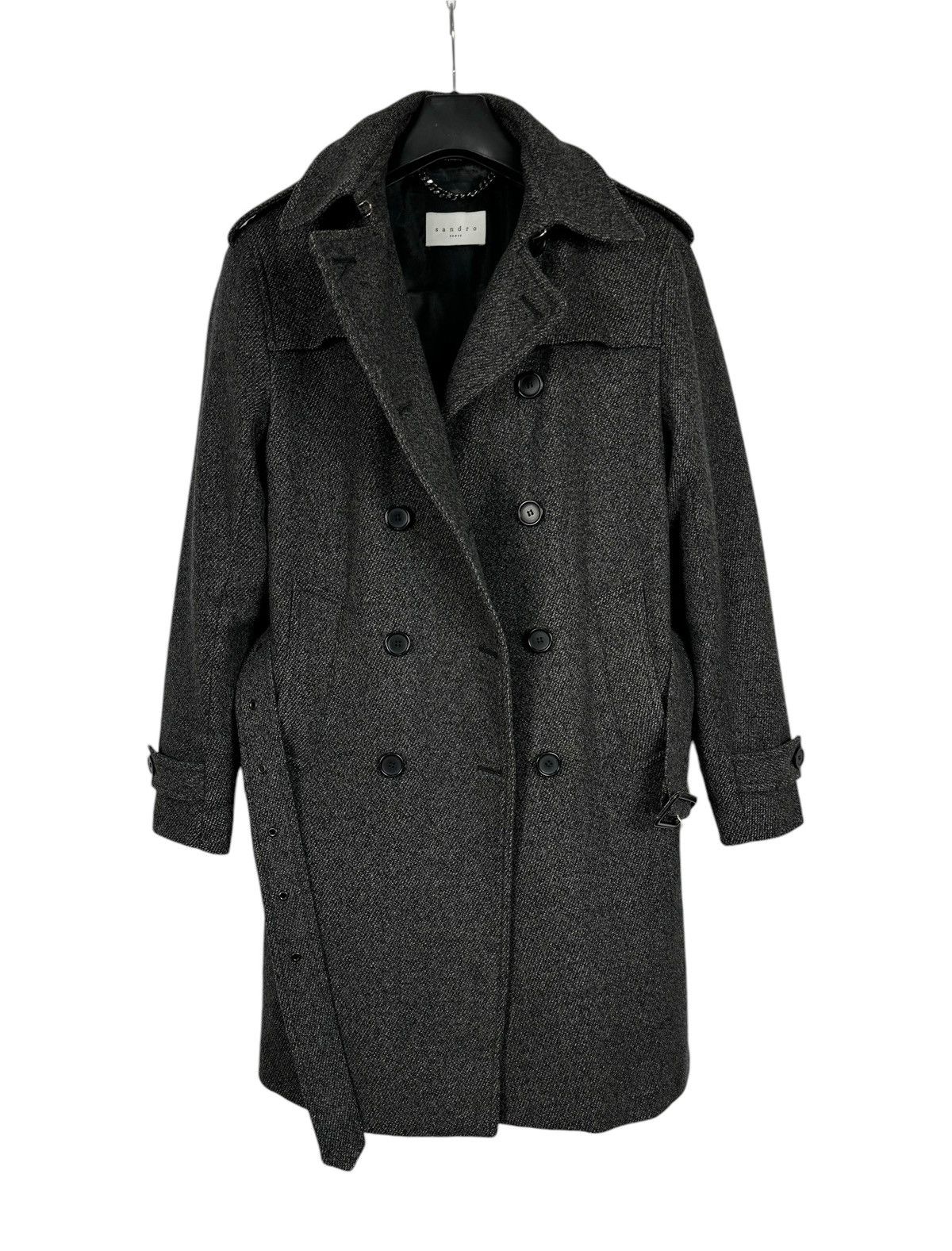 Sandro Sandro Wool Overcoat Double-Breasted Belted Coat size XS Size XS / US 0-2 / IT 36-38 - 14 Thumbnail