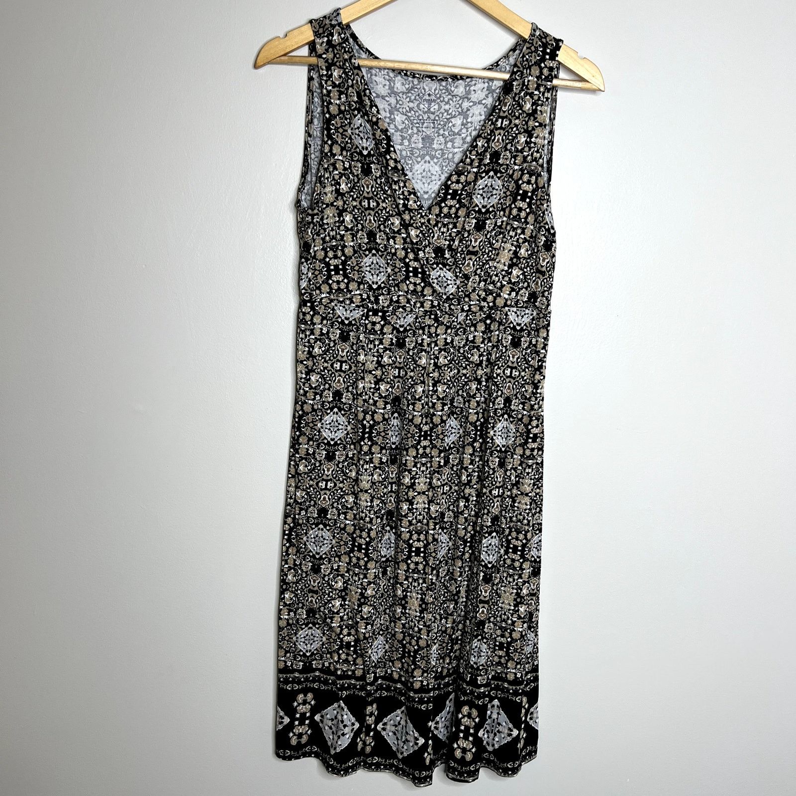 Other St John's Bay Black Patterned Tank Dress Size L / US 10 / IT 46 - 4 Thumbnail
