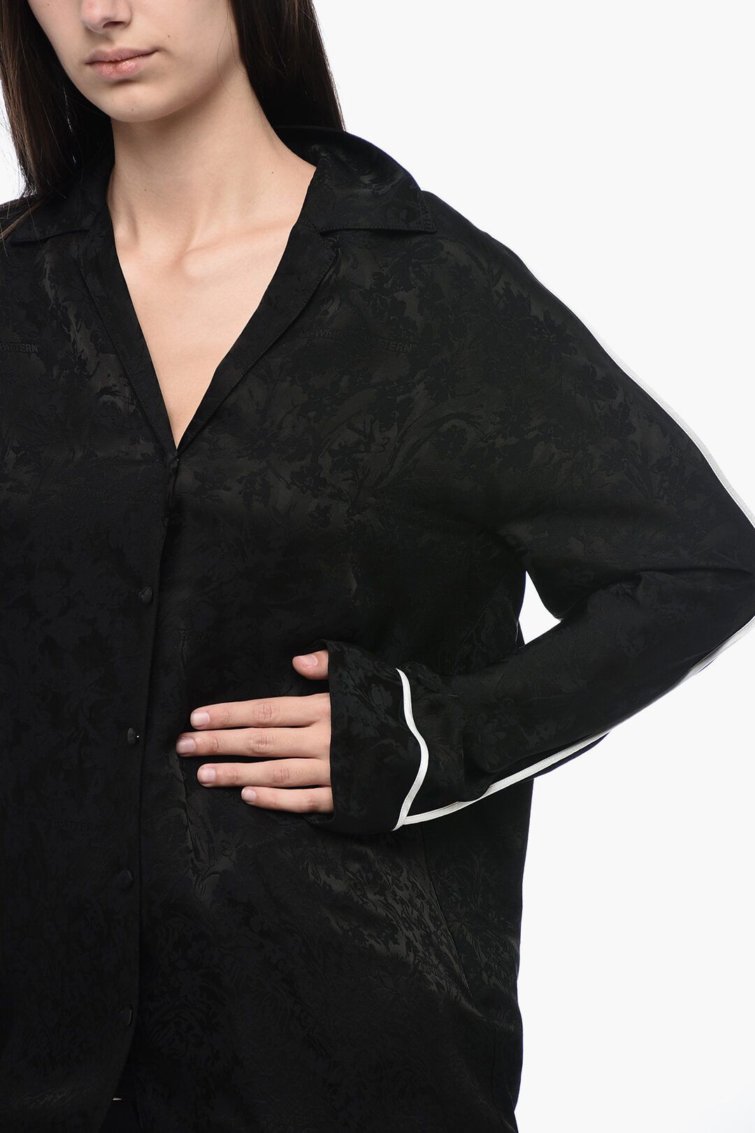 Off-White og1mm1125 Seasonal Brocade Shirt in Black Size XS / US 0-2 / IT 36-38 - 3 Thumbnail