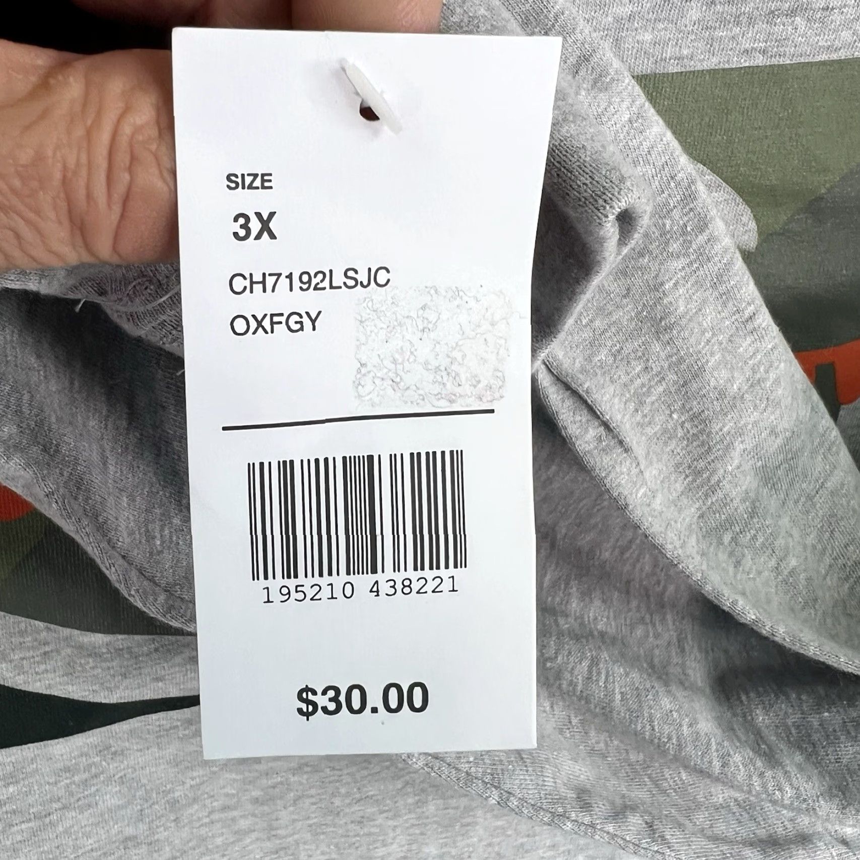 Champion Champion T-Shirt Mens Long Sleeve Graphic Call-Out Camo Print 3XL Gray Shirt Size US XXL / EU 58 / 5 - 4 Thumbnail