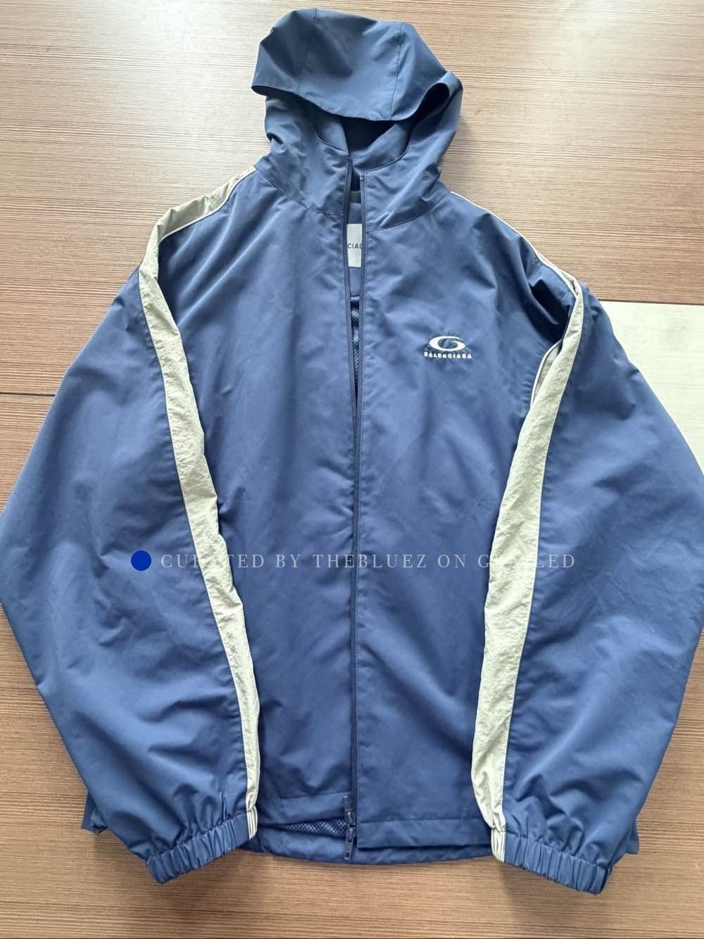 Balenciaga Logo Embroidered Zip Jacket in Blue Size US XS / EU 42 / 0 - 1 Thumbnail