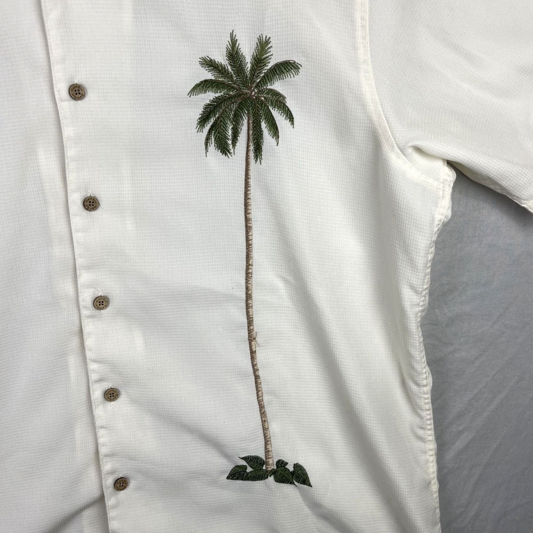 Vintage Batik Bay Shirt Mens XL Beige Palm Tree Camp Embroidered Button Up Size US XL / EU 56 / 4 - 4 Thumbnail