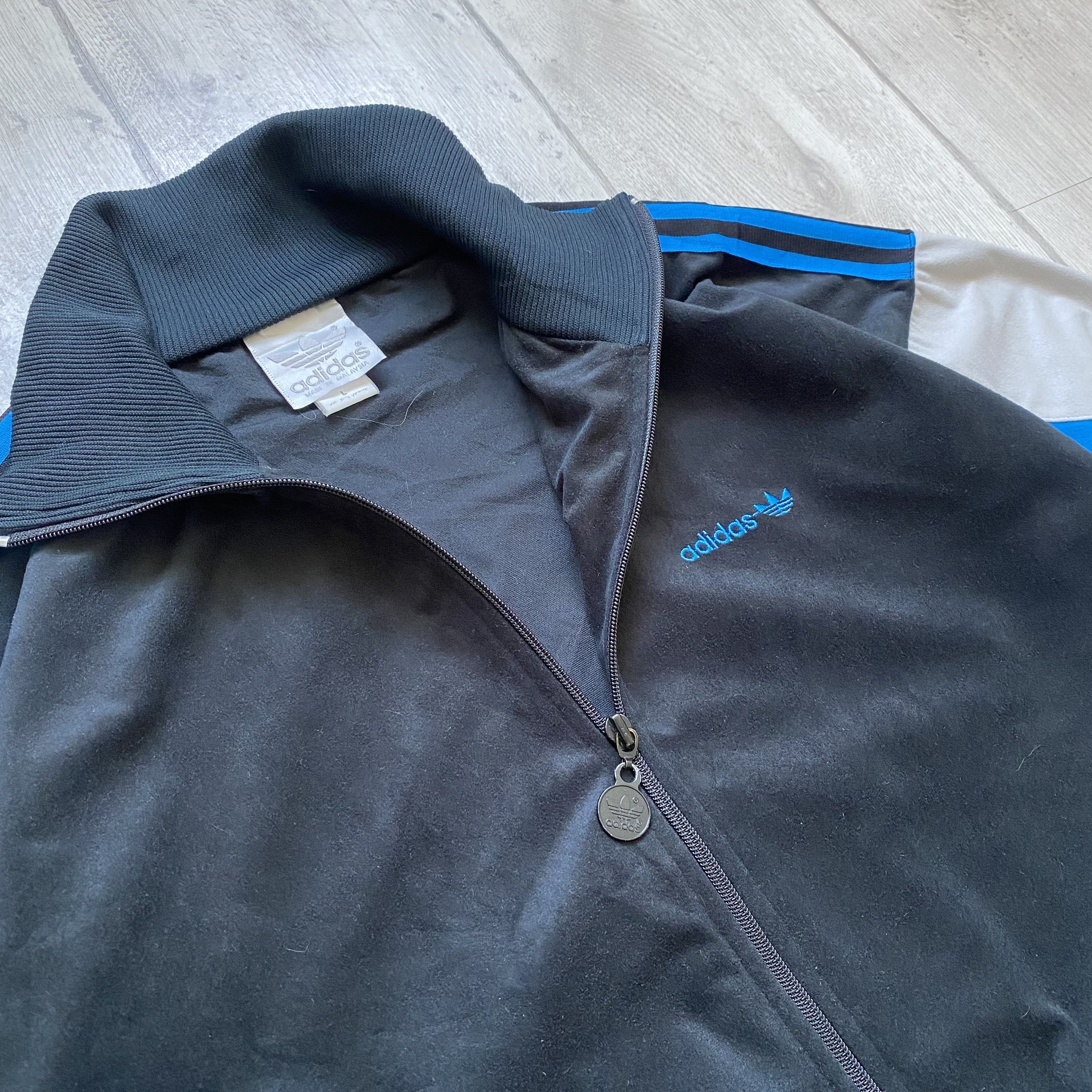 Adidas 🦏 Vintage 90s Adidas Track top jacket Velour Firebird Zip Size US L / EU 52-54 / 3 - 9 Thumbnail