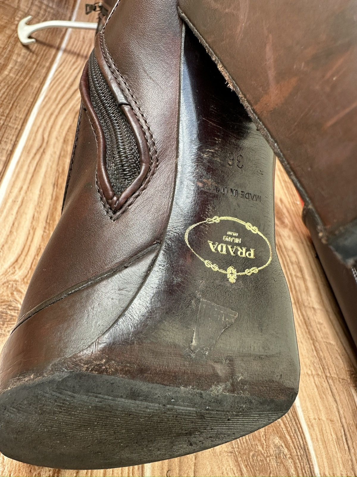 Prada × Vintage FW Fall 2006 Runway Brown Leather Sock Boots Size US 6 / IT 36 - 18 Thumbnail