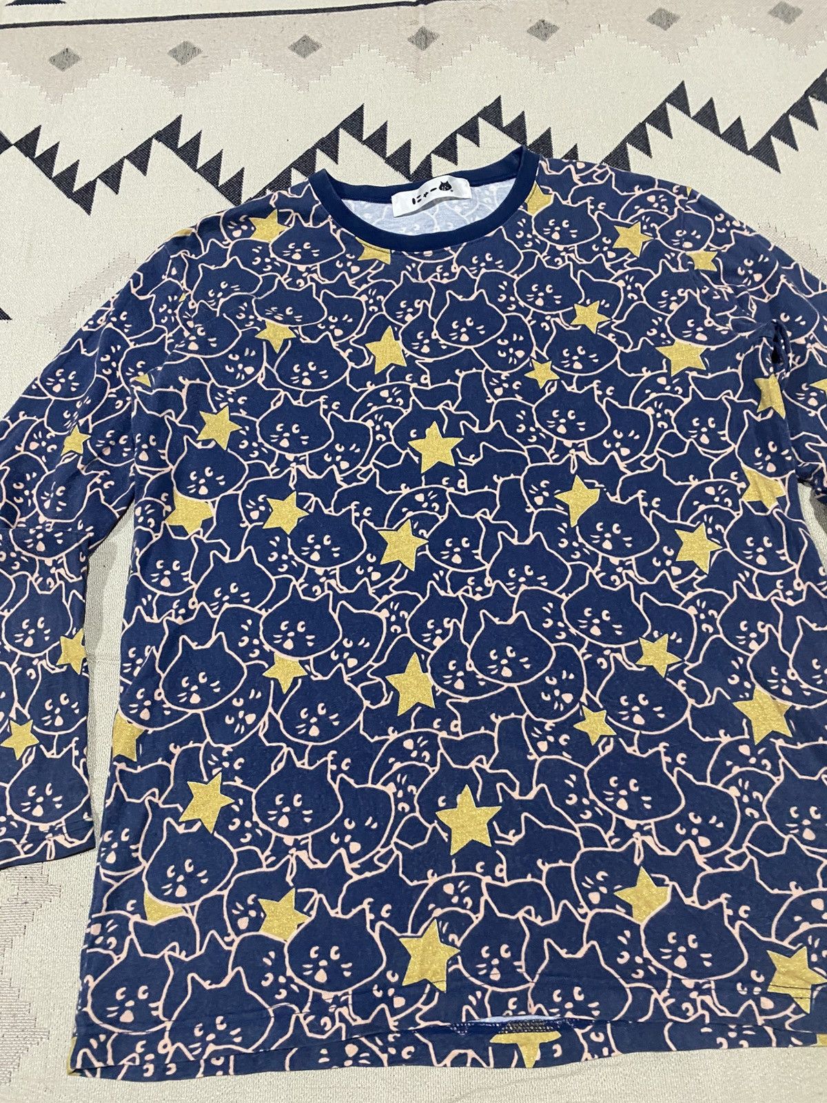 Issey Miyake 2000s NE-NET BY ISSEY MIYAKE KITTEN FACE AND STAR AOP FADED Size US M / EU 48-50 / 2 - 4 Thumbnail