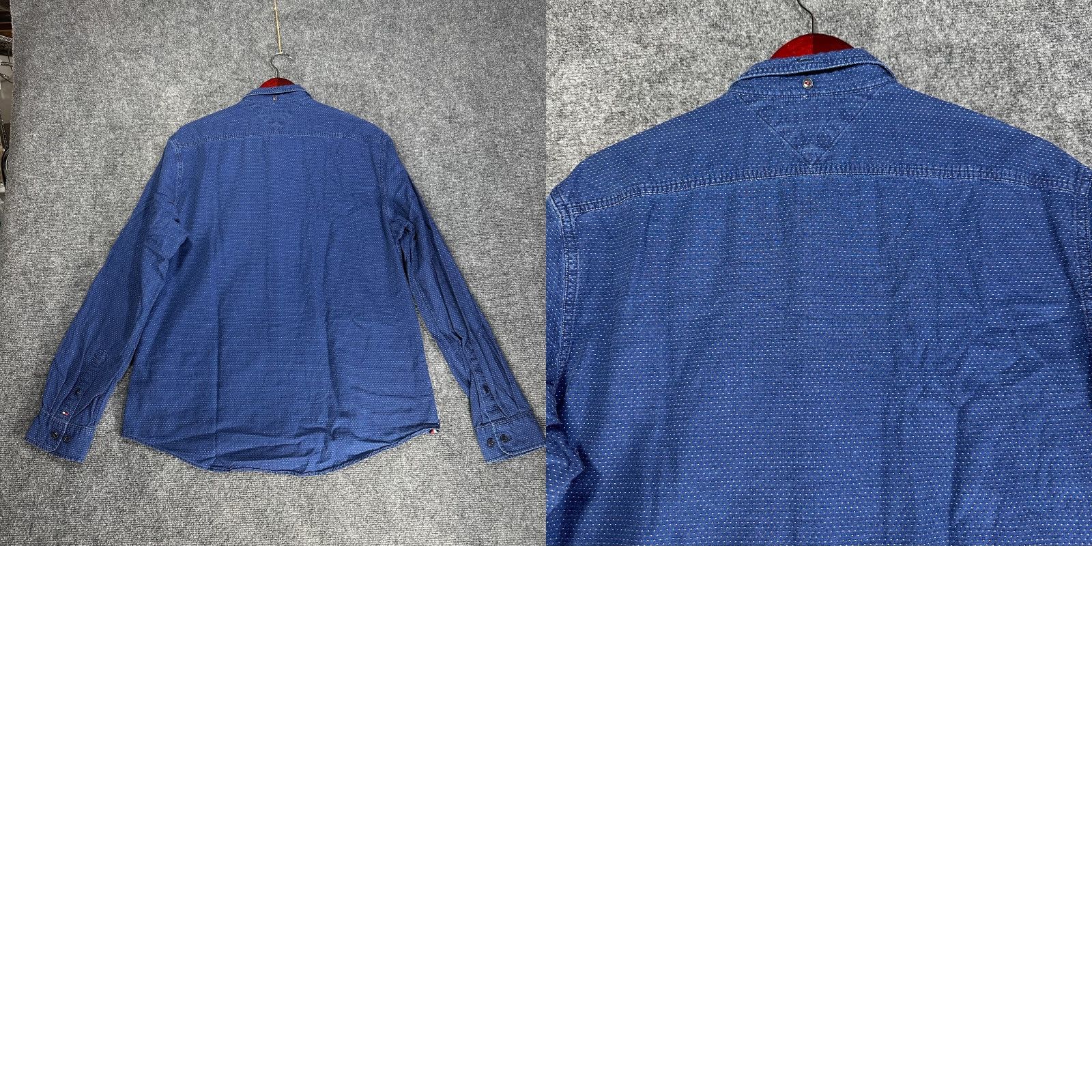 Tommy Hilfiger Tommy Hilfiger Shirt Mens Large Blue Dot Button Down Custom Fit Pocket Hem Logo Size US L / EU 52-54 / 3 - 8 Thumbnail
