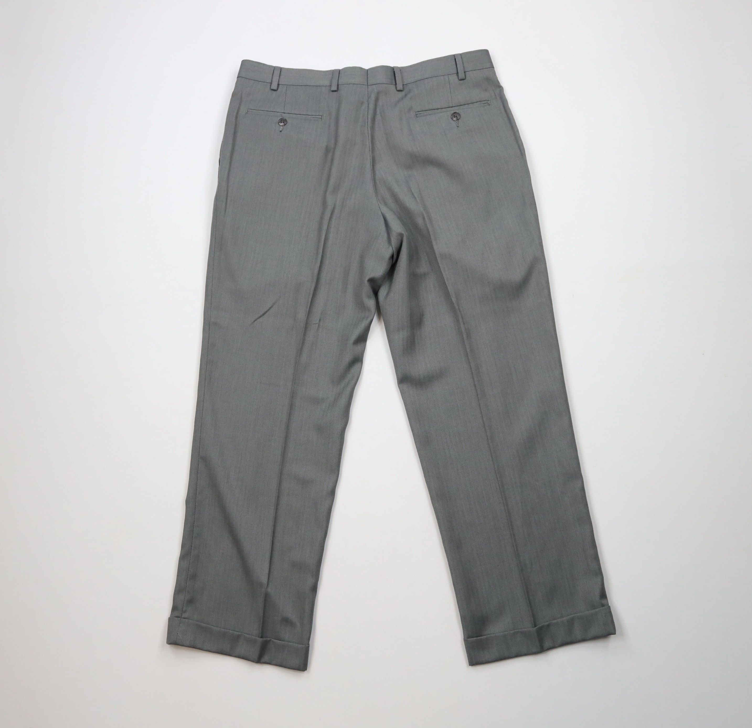 Ralph Lauren × Vintage Vintage Ralph Lauren Cuffed Herringbone Wide Leg Chino Pants Size US 36 / EU 52 - 8 Thumbnail