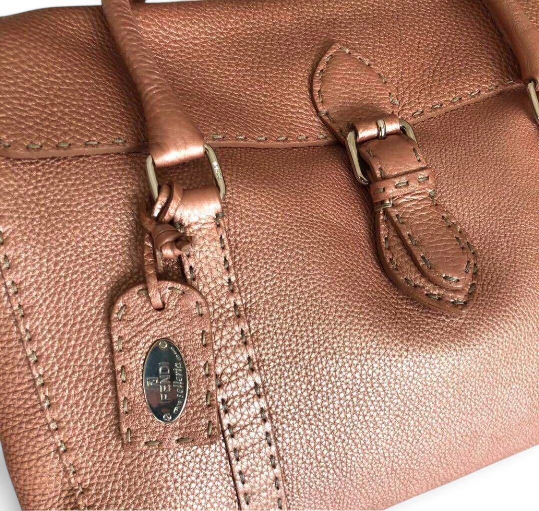 Fendi Fendi - Selleria Pink Roman Leather Handbag Shoulder Bag Size ONE SIZE - 4 Thumbnail