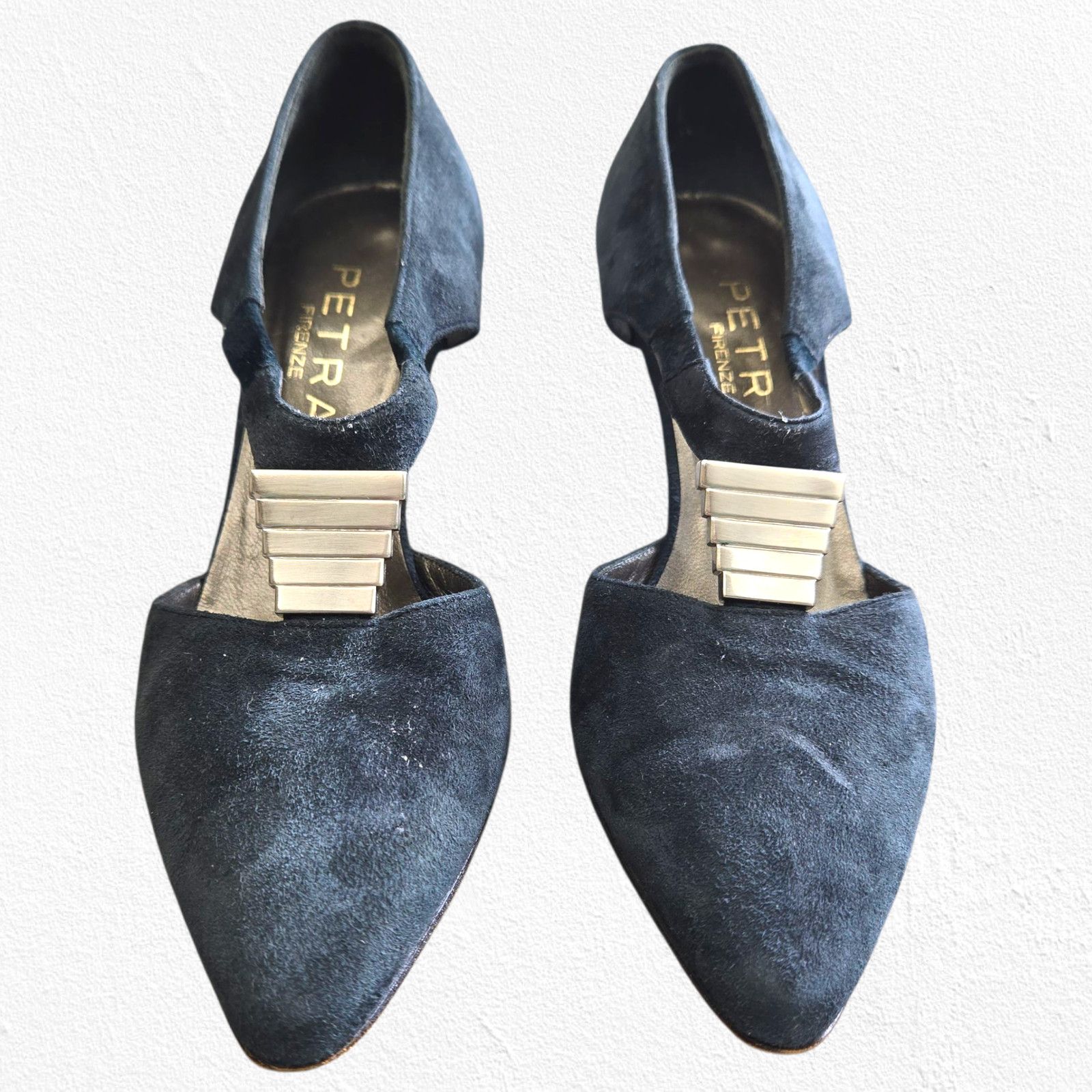 Vintage 80s Italian Navy Suede Heels Size 36 Size US 6 / IT 36 - 15 Thumbnail