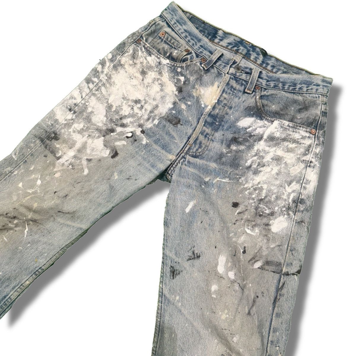 Levi's Vintage Clothing Levi’s 501xx – 1990s Paint-Splatter Distressed Denim Size US 30 / EU 46 - 3 Thumbnail