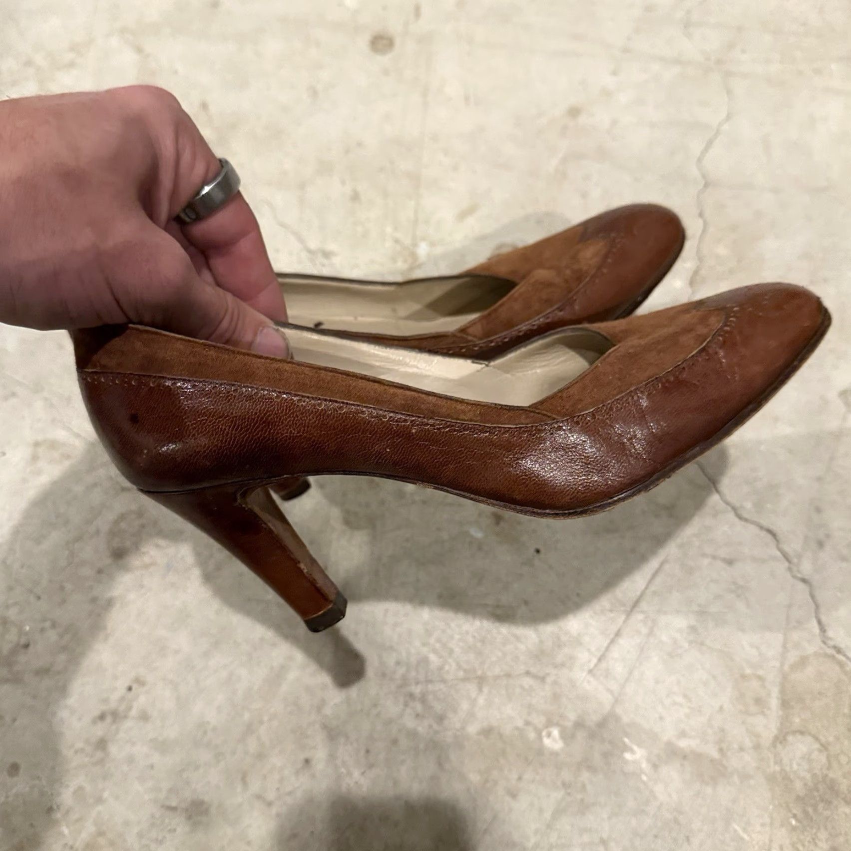 Bally VINTAGE Bally Leather Pumps Womens 7 Brown Heel Dress Shoes Block Heel Closed Toe Slip On Cap Toe Leather US 7 Italy Classic Pump Womens Size M / US 6-8 / IT 42-44 - 3 Thumbnail