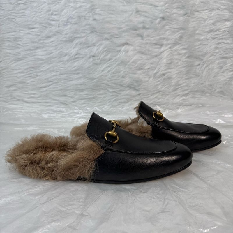 Gucci Gucci Black Wool Slip-On Loafers for Men - Size US 8 / EU 41 - 6 Thumbnail