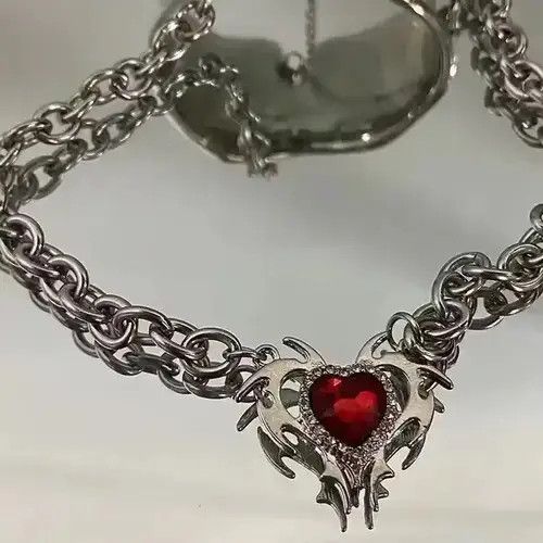 Jewelry Electro Chain Crystal Heart Silver Abstract Star Pop Fantasy Size ONE SIZE - 2 Thumbnail
