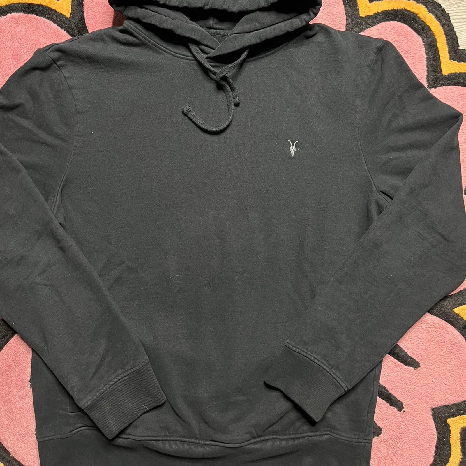 Allsaints Allsaints Embroidered Logo Pullover Hoodie Size Medium Black Size US M / EU 48-50 / 2 - 2 Thumbnail
