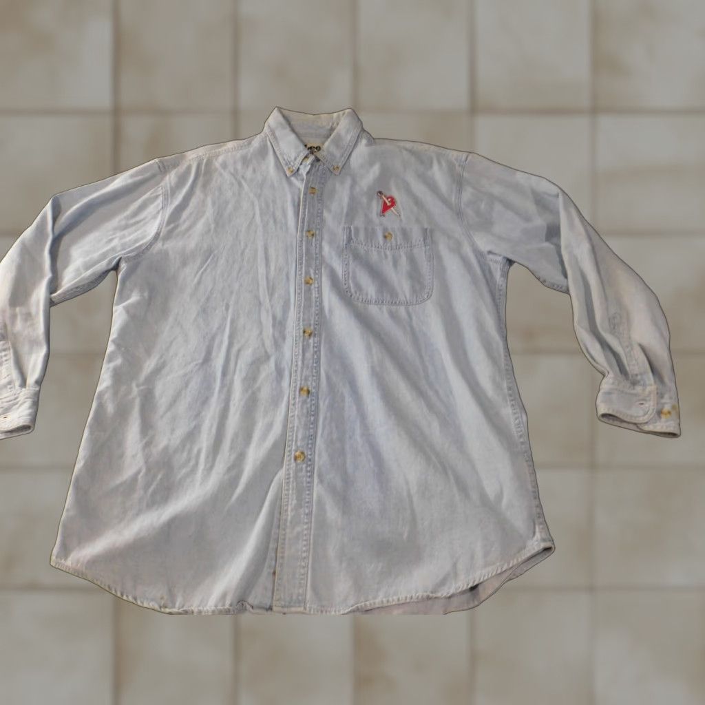 Lee VINTAGE Lee Sports Mens Shirt Large Blue Denim Button-Down Collar" Size US L / EU 52-54 / 3 - 1 Thumbnail